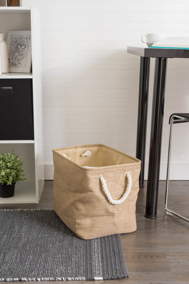Polyester Bin Variegated Taupe Rectangle Medium 16"x10"x12"