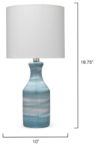 Bungalow Table Lamp With Shade, Blue and White Swirl UNO Socket