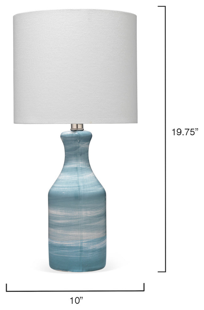 Bungalow Table Lamp With Shade, Blue and White Swirl UNO Socket