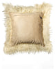 Natural 100% Sheepskin Mongolian Pillow, Natural, 18"x18"