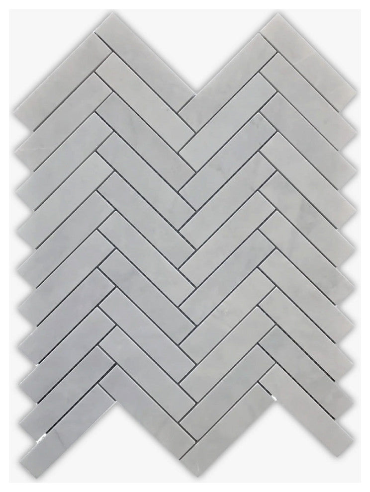 Allure Gray Honed 1x4 Herringbone Marble Mosaic