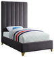 Via Velvet Upholstered Bed, Gray, Twin