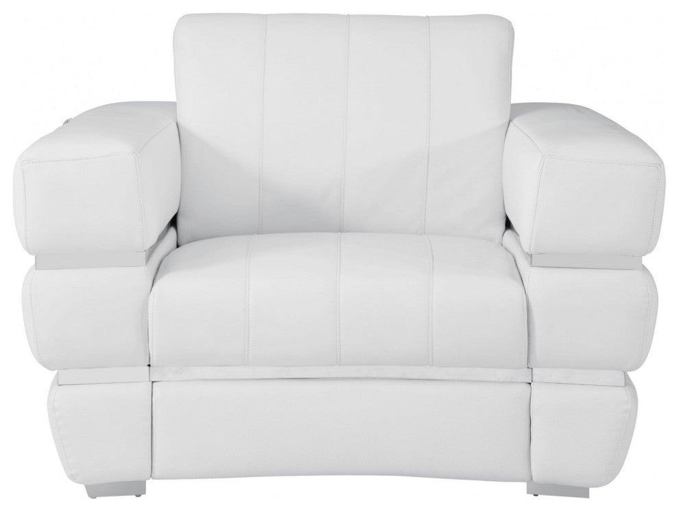 Winter White Stripe Top Grade Italian Leather Chair