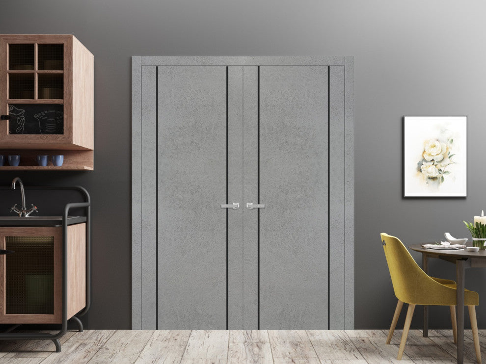 Slab Barn Door Panel 42 x 84 | Planum 0016 Concrete with | Sturdy Fini