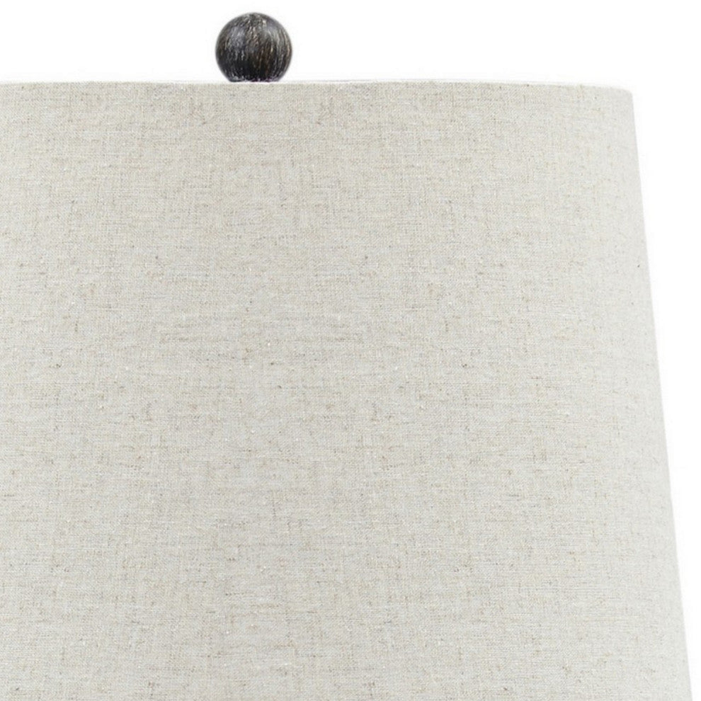 Benzara BM230958 Table Lamp With Turned Base, Set of 2, Brown and Off White
