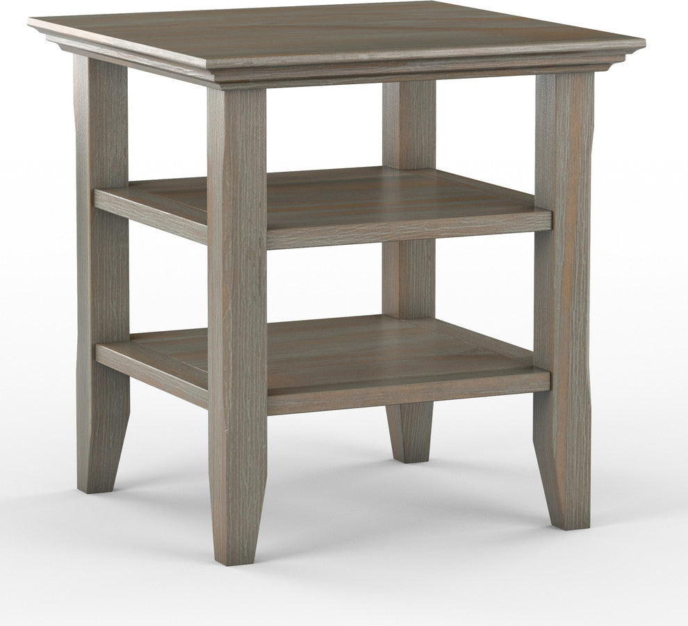 Acadian Solid Wood End Table In Distressed Grey
