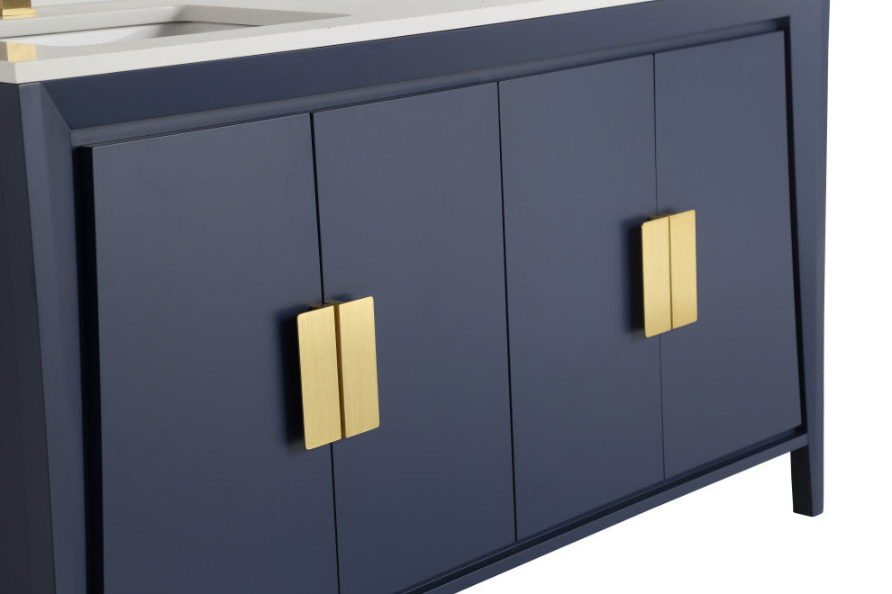 60" Larvotto Navy Blue Modern Double Sink Bathroom Vanity, No Matching Mirror