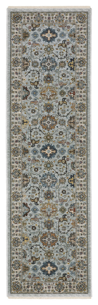 Augustus Medallions Indoor Area Rug, Light Blue, 2'3"x7'6"