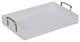 White Wooden Tray With Gold Handles