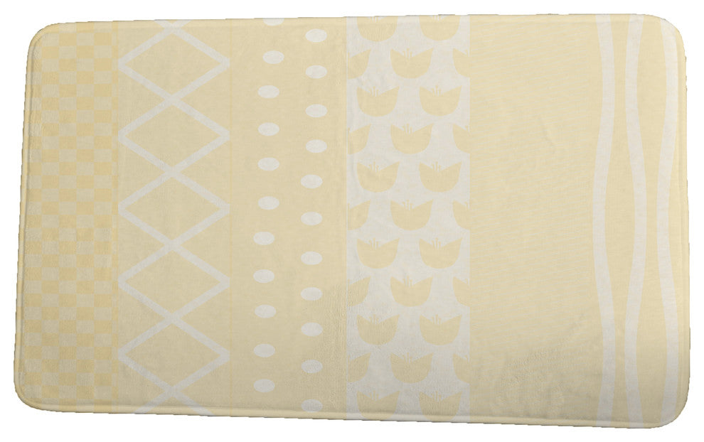 Farmers Market Pattern Stripe Stripe Print Bath Mat, Yellow, 21"x34"