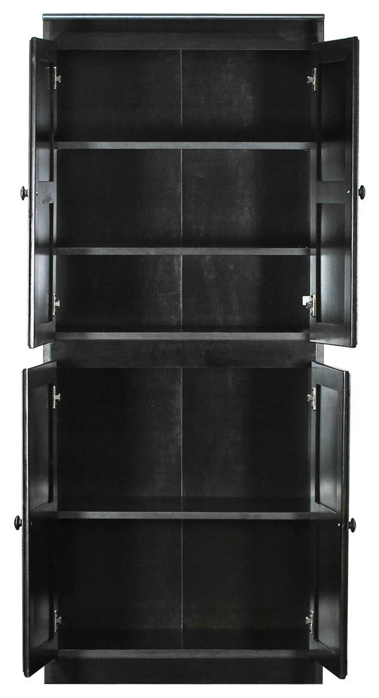 Storage Cabinet, Hardwood Frame With Adjustable Shelves & Round Handles, Brown
