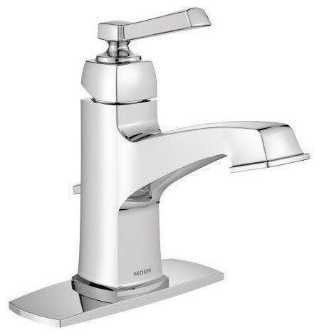 Moen Boardwalk Single-Handle Chrome Bathroom Faucet with Deckplate and Metal