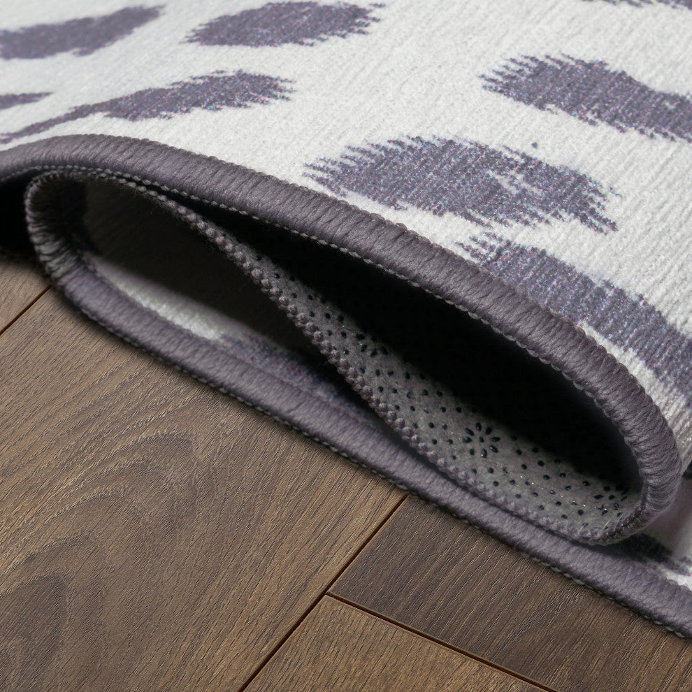 My Magic Carpet Washable Rug Miya Leopard Gray, 2.5' X 7'