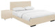 Beige Upholstered Twin Platform Bed With Nightstand