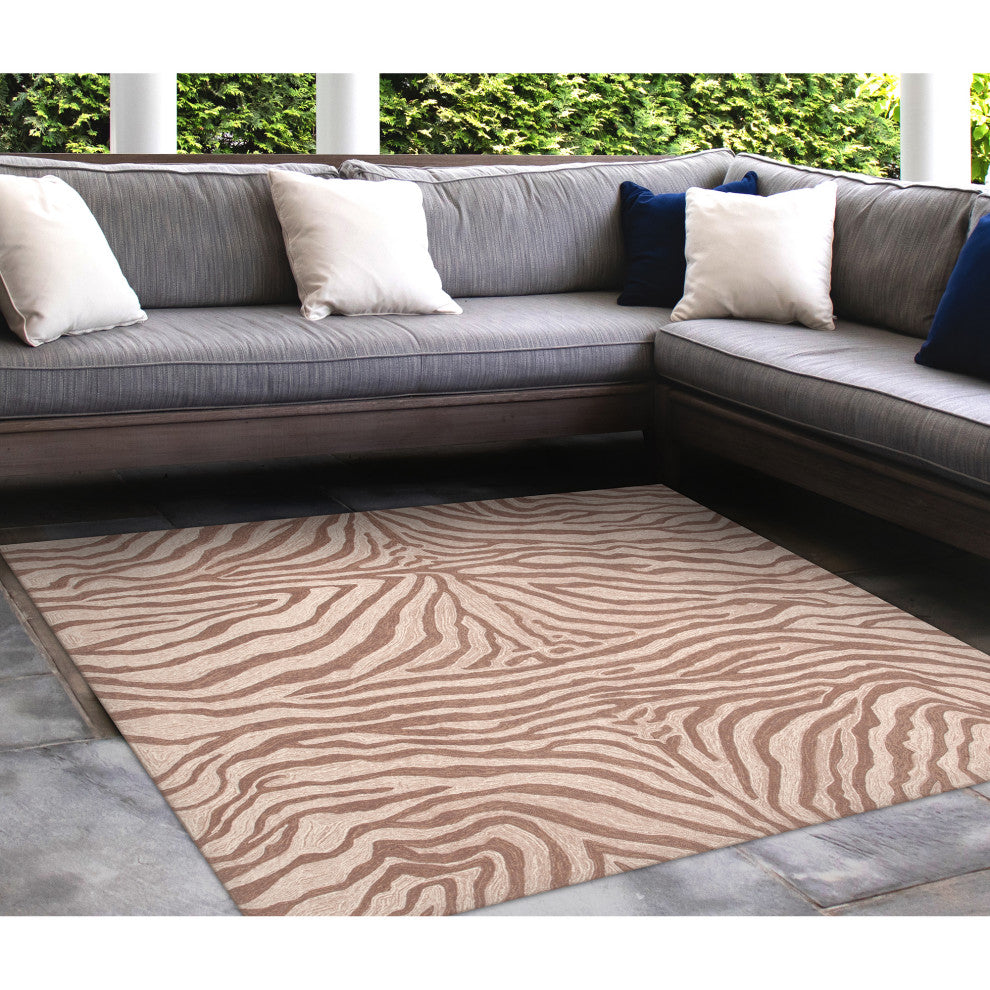 Ravella Zebra Indoor/Outdoor Rug, Brown, 8' Square