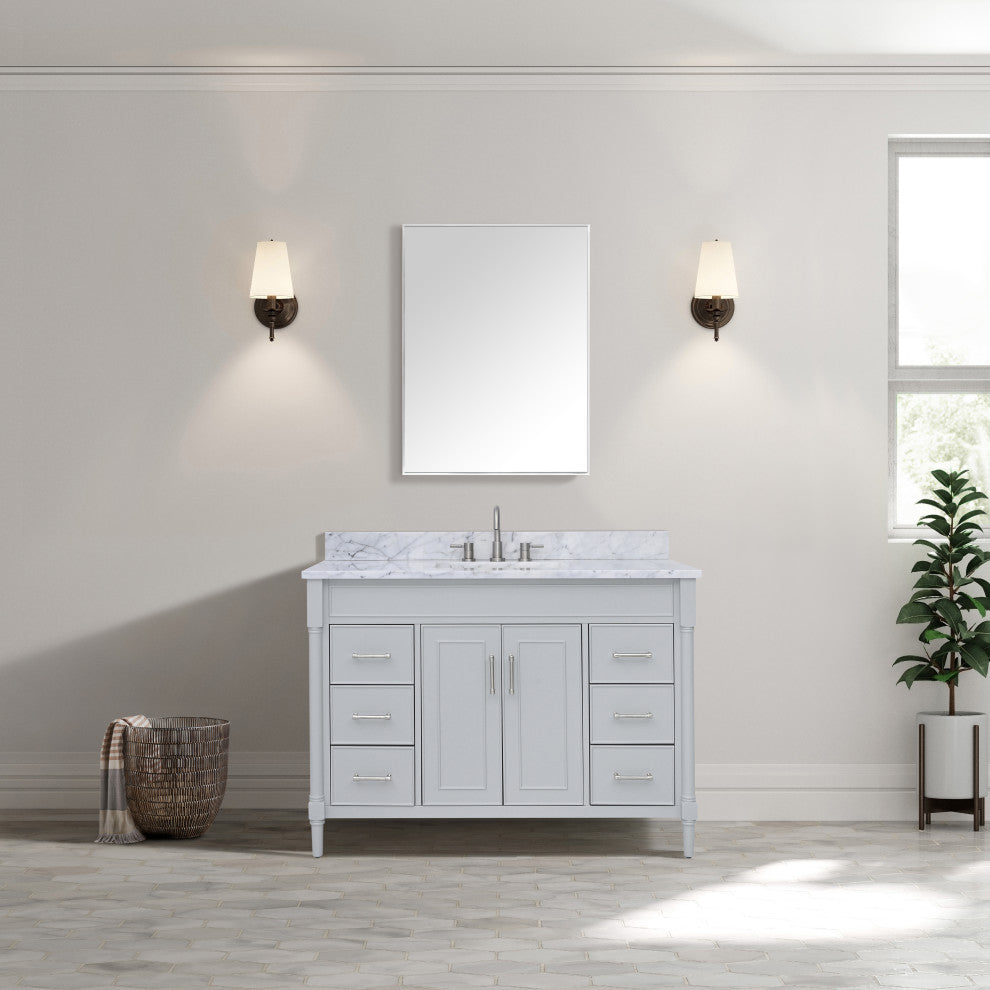 Avanity Bristol 48" Vanity Combo in Light Gray and Carrara White Marble Top