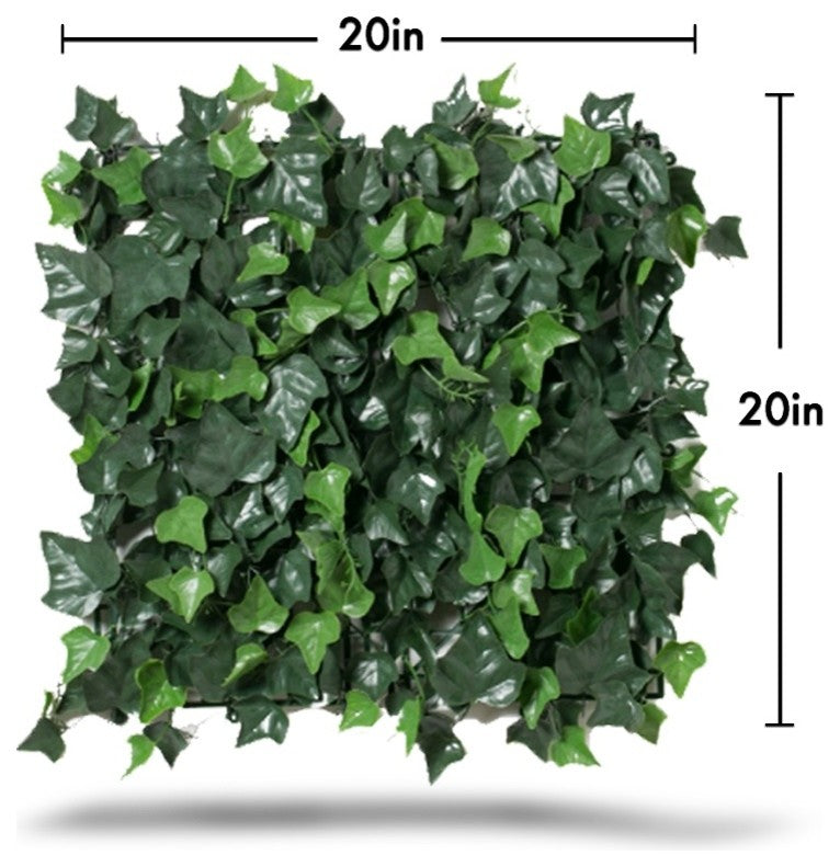 Artificial Ivy Green Wall Mat, 20"x20", Set of 4