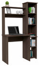 TATEUS 6-Shelf Home Office Writing Desk with Built-in Bookcase, Smokey Oak