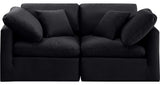 Indulge Upholstered Modular Sofa, Black, 2-Piece: 2 Corner Chair, Down Stuffed Velvet