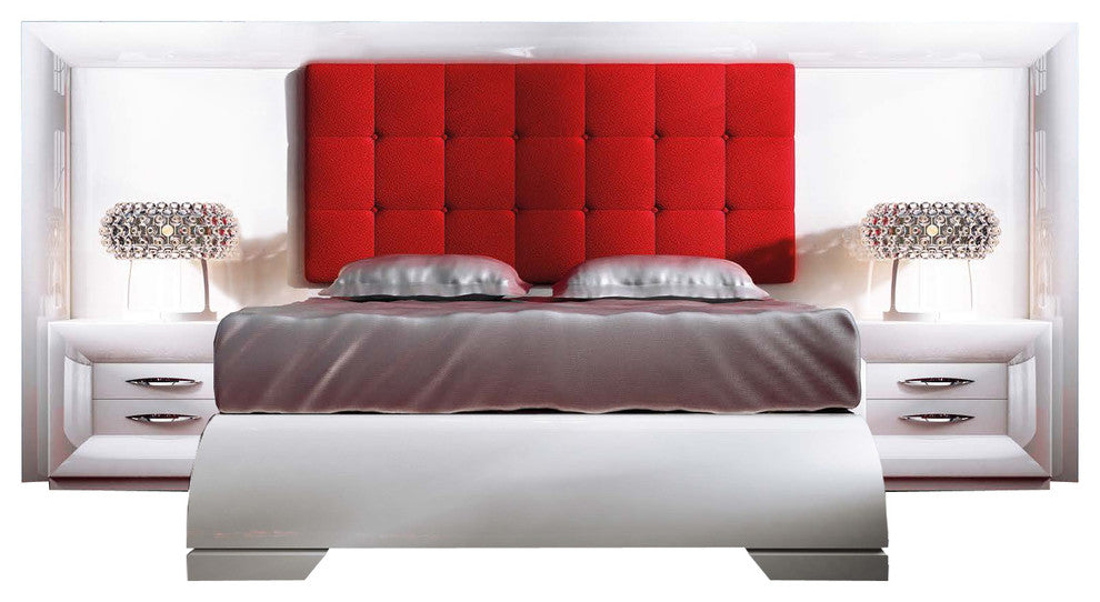 Md Sophie 37 Special Headboard Bedroom Set, Glossy White, Queen