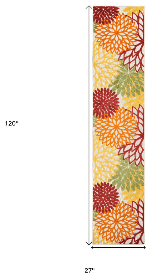 2' X 10' Red Floral Non Skid Runner Rug