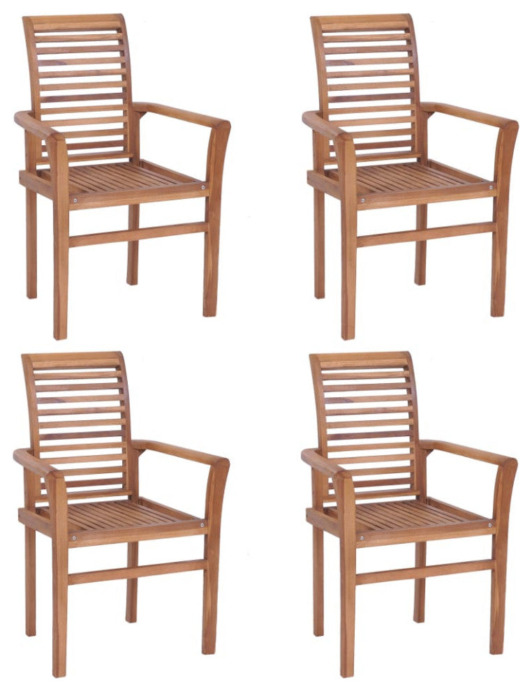 vidaXL Dining Chairs 4 Pcs Stacking Accent Kitchen Living Room Chair Solid Teak