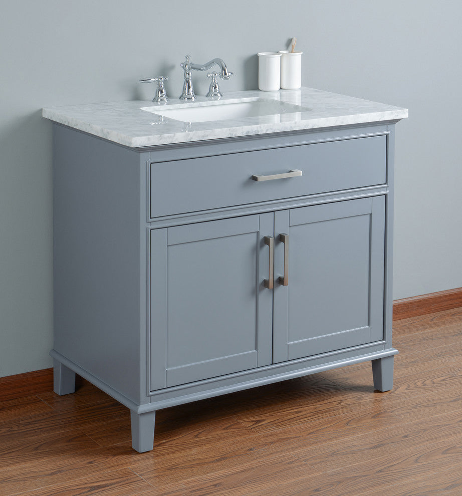 Stufurhome Leigh Bathroom Vanity, Gray, 36" Single Sink