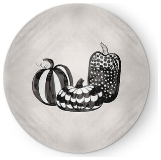 Pumpkin Trio Fall Design Chenille Area Rug, Ivory, 5' Round