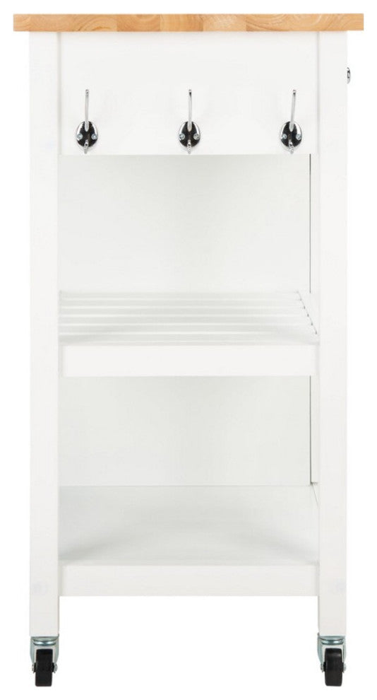 Safavieh Locklyn 1 Door 2 Drawer 2 Shelf Cart, White/Natural