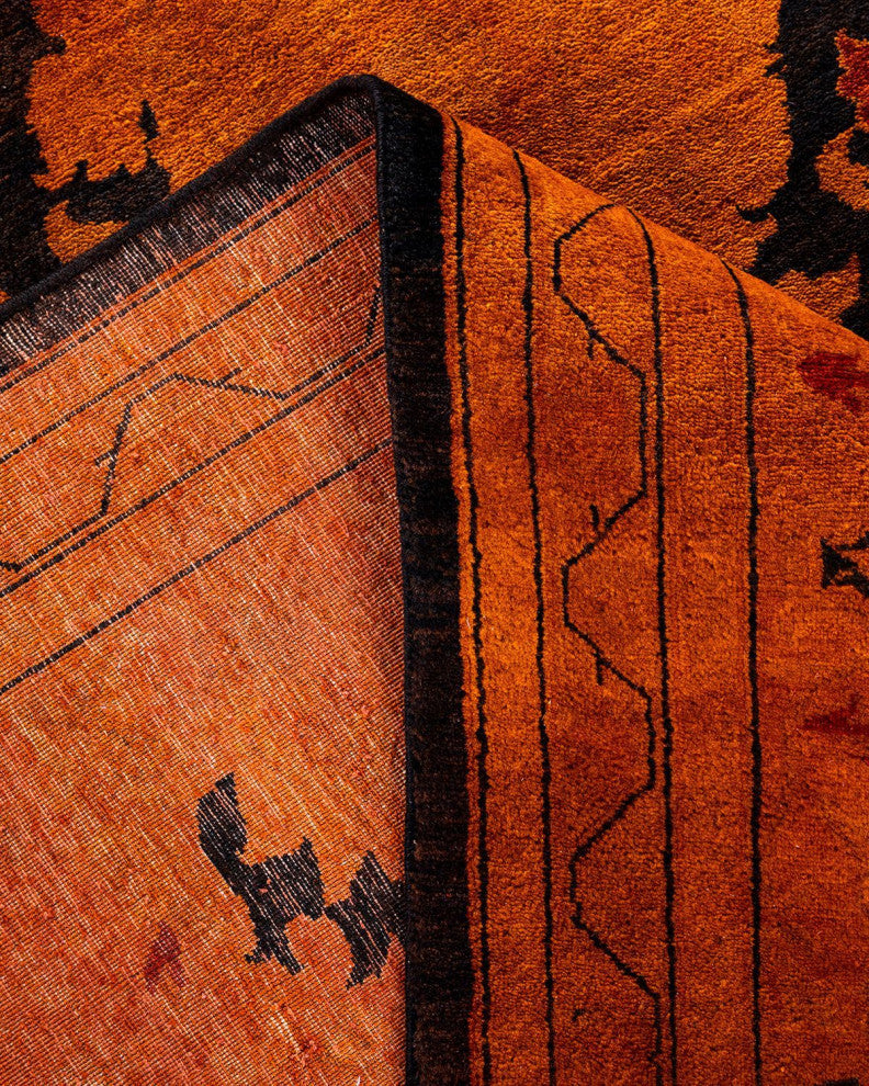 Overdyed, One-of-a-Kind Hand-Knotted Area Rug Orange, 9'2"x11'6"
