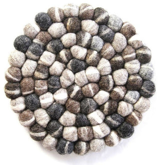 Felt Ball Coasters, Set of 4, Tie Dye Gray