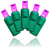 70 5Mm Purple Lights 4" Spacing On Green Wire