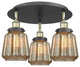 Chatham-3 Light 18" Flush Mount-Black Antique Brass, Mercury Glass Shade