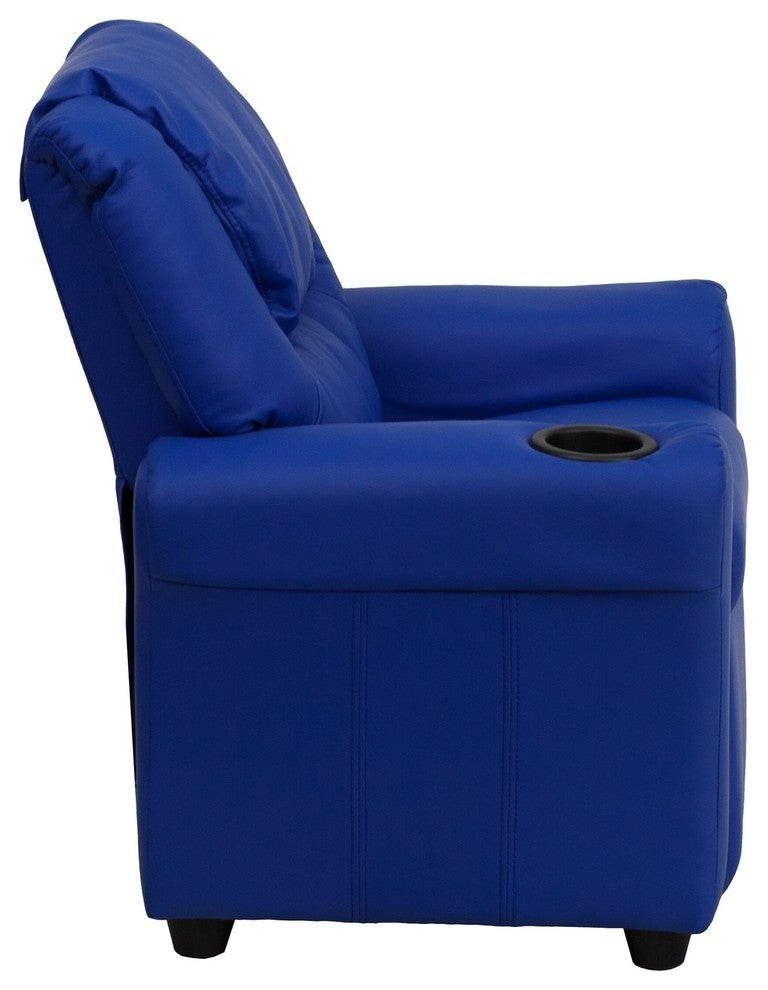 Kids Recliner With Cup Holder And Headrest, Blue