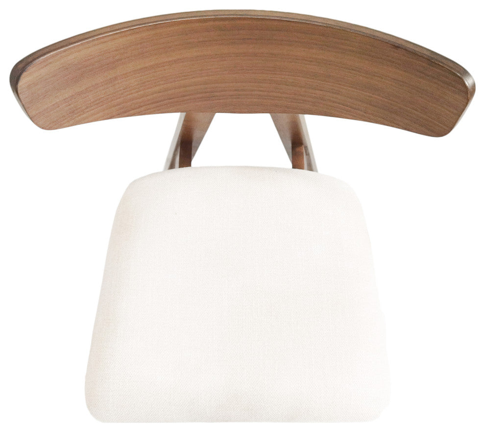 Sunapee Fabric Upholstered Wood Counter Stools, Set of 2, Light Beige + Natural Walnut
