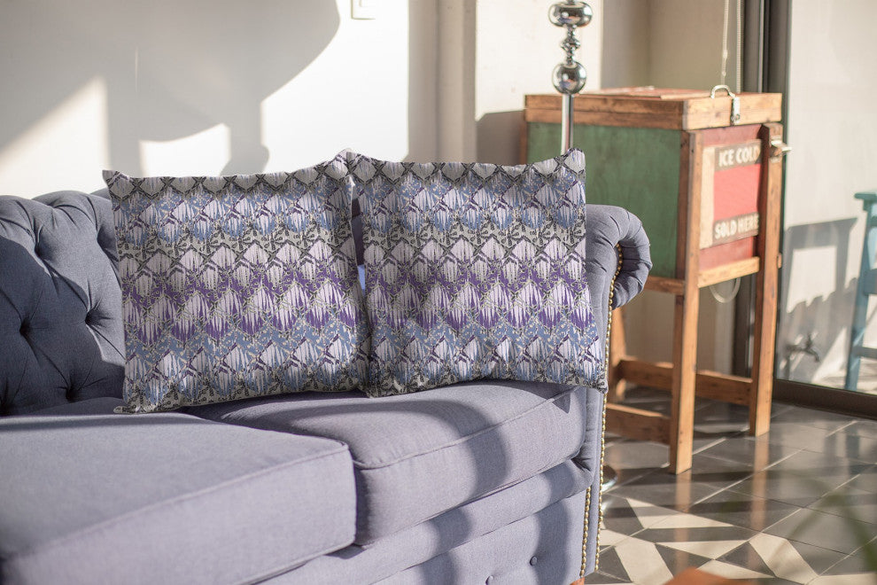 18 Purple Gray Hatch Decorative Suede Throw Pillow