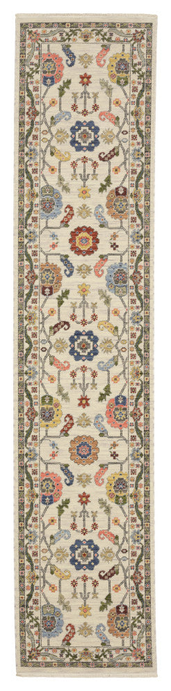 Leoness Persian Floral Indoor Area Rug, Ivory, 2'6" x 12'