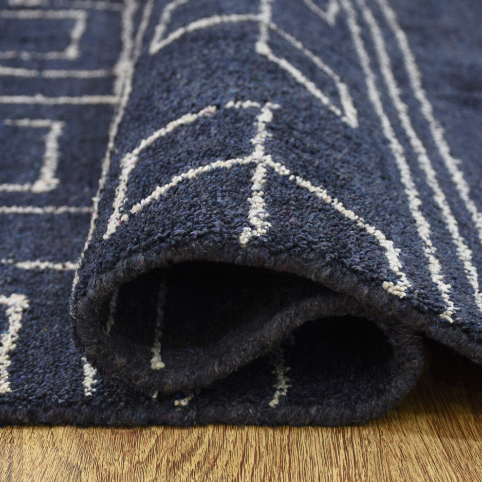 HAND KNOTTED LOOM SILK ECO-FRIENDLY AREA RUGS-Rectangle,Charcoal Beige,Geometric
