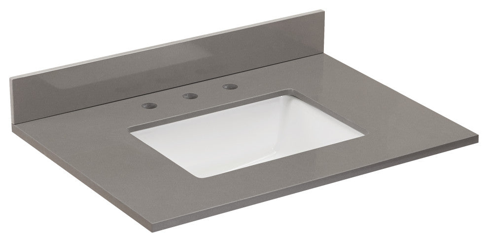 Madrid Bathroom Vanity Countertop, Concrete Gray With White Sink, 31"