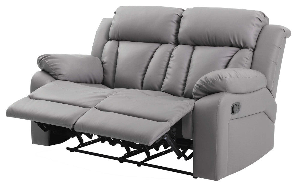 Daria 62 in. W Flared Arm Faux Leather Straight Reclining Sofa, Gray