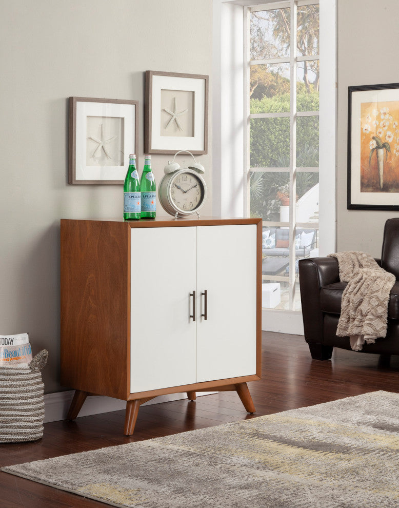 Flynn Small Bar Cabinet, Acorn/White