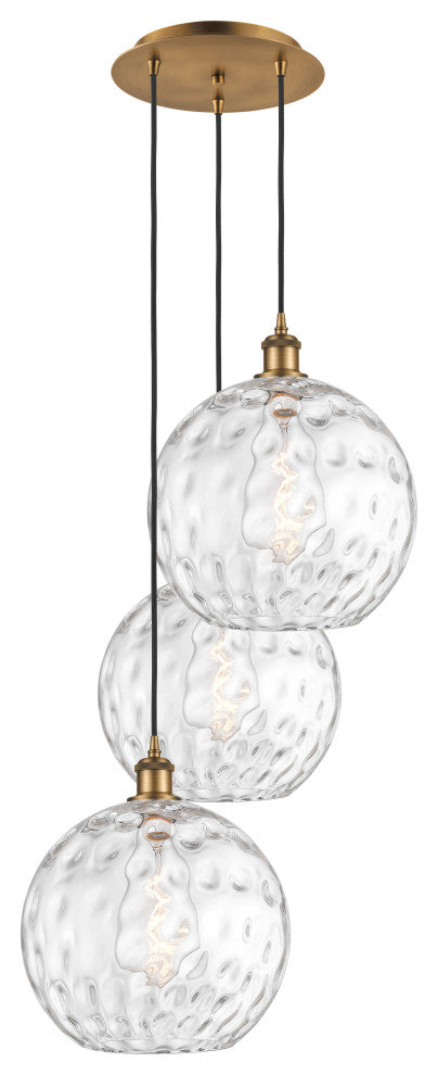 Athens Multi-Pendant, Brushed Brass, Clear Water Glass