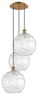 Athens Multi-Pendant, Brushed Brass, Clear Water Glass