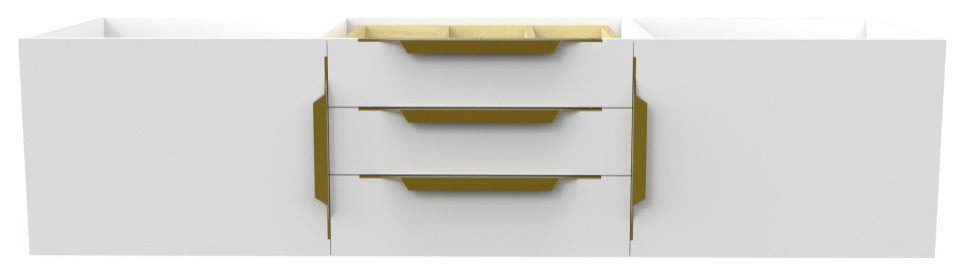 CastelloUSA Alpine 60" Wall Mounted Vanity, Base Only, White, Gold Handles