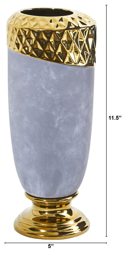 11.5" Regal Stone Vase With Gold Accents