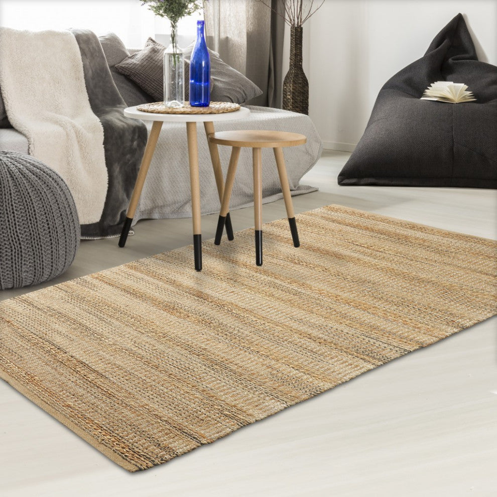 8" x 10" Tan and Gray Intricately Handwoven Area Rug