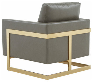 Leisuremod Lincoln Modern Upholstered Leather Accent Armchair With Gold Frame
