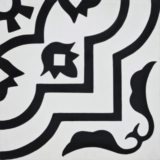 Taza Handmade Cement Tile, White/Black, Sample