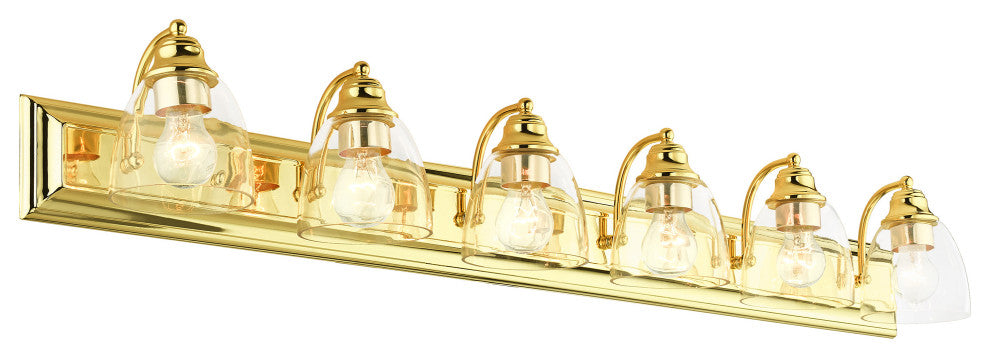Polished Brass Transitional, Colonial, Vanity Sconce