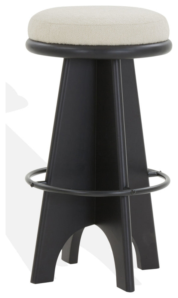 Safavieh Couture Bellarita Round Swivel Barstool, Ivory/Black